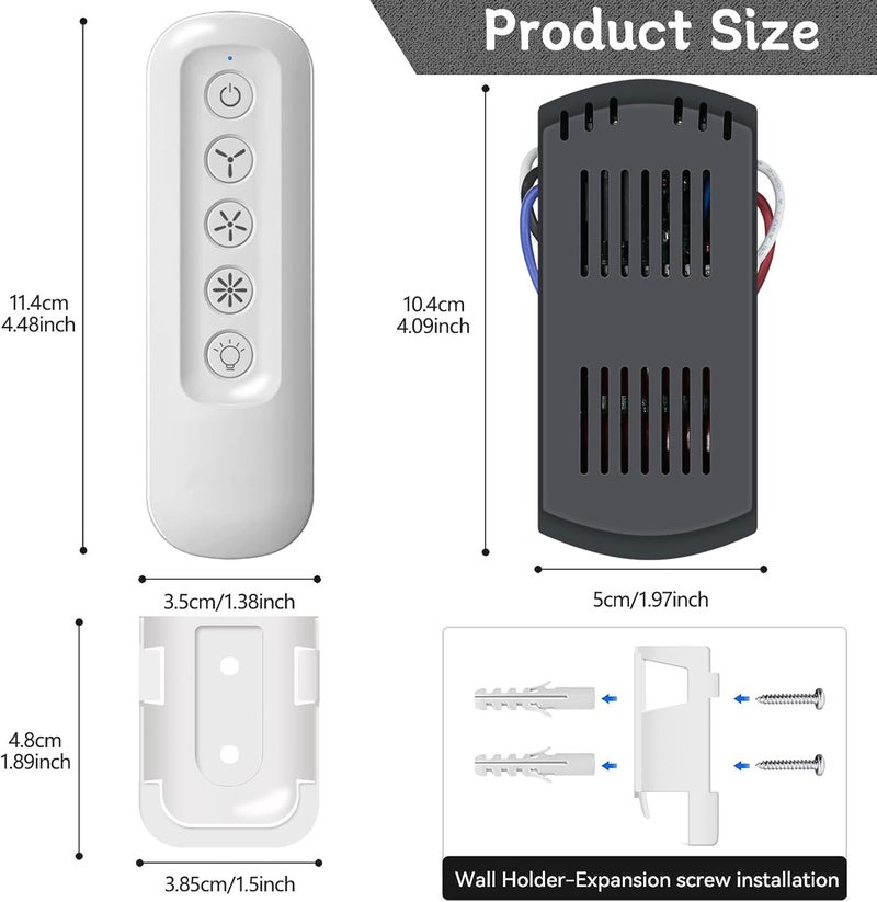 FEKOTS Universal Ceiling Fan Remote Control and Receiver Kit for Hampton Bay,Harbor Breeze,Hunter Ceiling Fan Replacment 99392 99770 99813 99772 99122 99123 99600, 3-Speed Control with Dimmer - Image 5